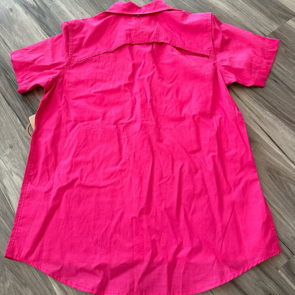 Magellan womens fishgear short sleeve shirt hot pink MagShield upf 20 NWT - Picture 3 of 5